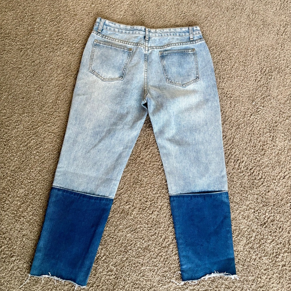 Momokrom Two-Tone Blue Patch Hem Women’s Jeans